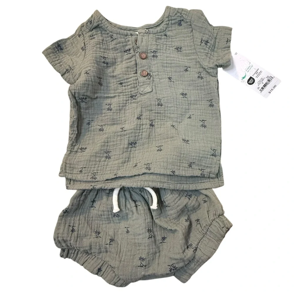 Carters‎ Baby Outfit Set 3 Month Green Palm Tree 2 Piece Set NWT